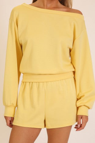 Piper off shoulder short set / butter yellow