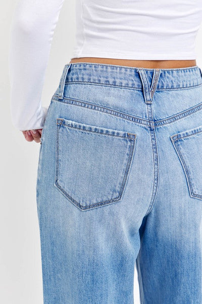 double pocket wide leg jean