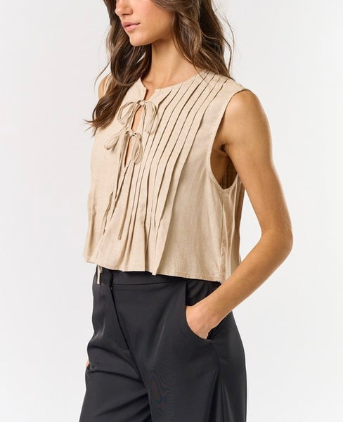 Ruthie front tie top / tan