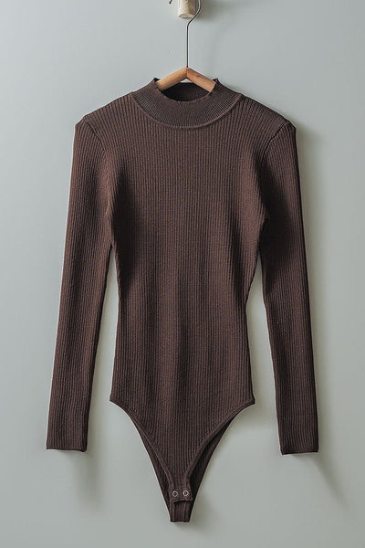 ribbed knit bodysuit / chocolate