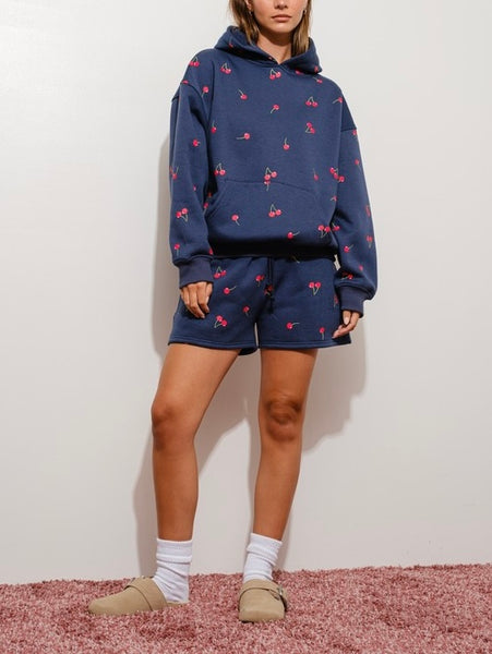 cherry girl hoodie & short set // navy