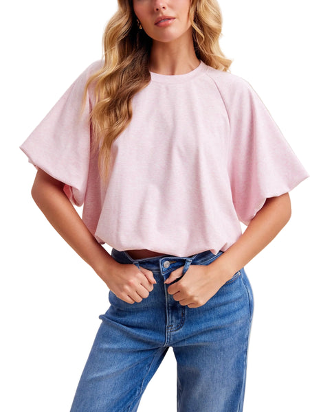 Collins jersey knit bubble hem top / petal blush (PREORDER ARRIVES JULY 14)