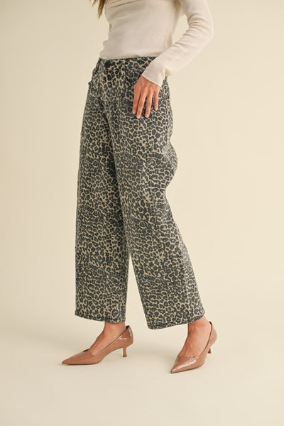 leopard barrel jean