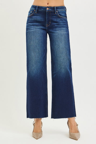 Risen tummy control crop straight leg jean / dark wash