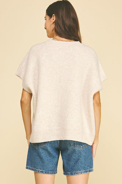Darla Cap Sleeve Sweater/ Cream