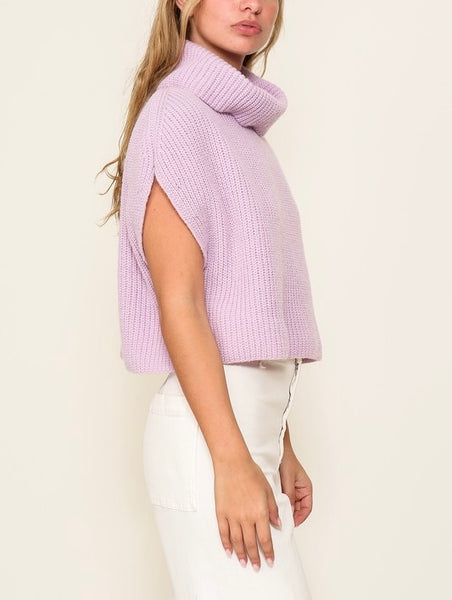 sleeveless turtleneck sweater // lavender