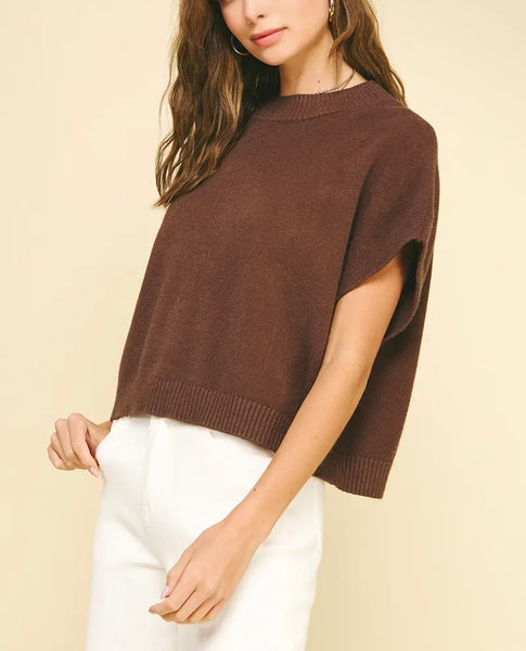 Darla Cap Sleeve Sweater / Espresso