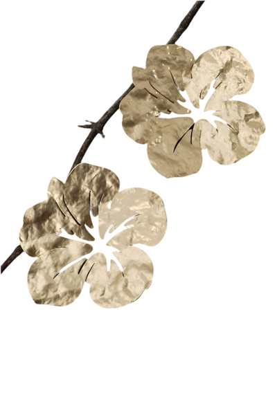 hammered matte gold flower earring