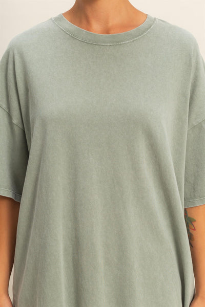 oversized mineral wash tee / sage