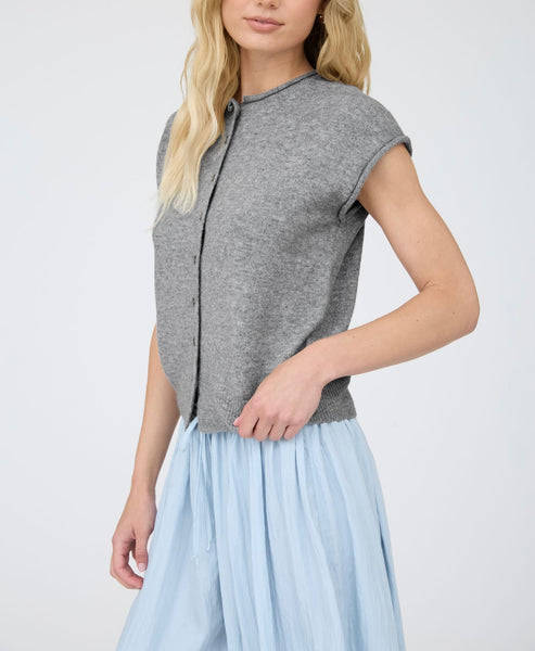 Nora Sleeveless Cardigan / Heather Grey