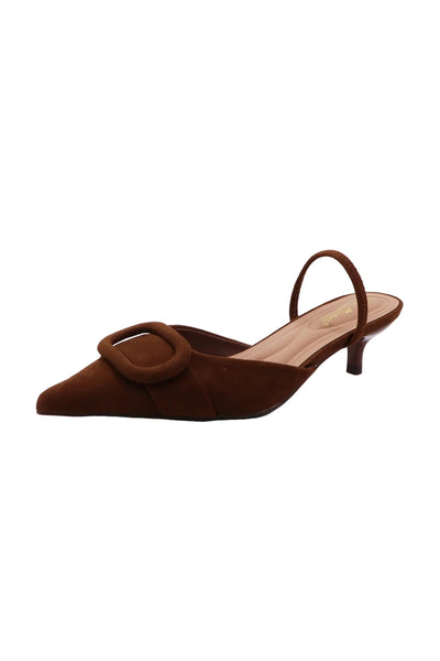 Suede Slingback Kitten Heel / Tobacco