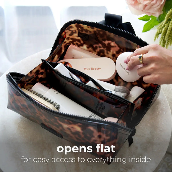 Case-Mate Jelly Cosmetic Bag / Tortoiseshell /Lay Flat Makeup Bag