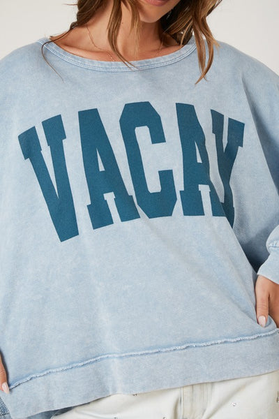 vacay loose fit pullover // sky blue