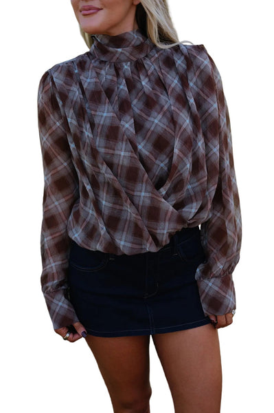 Reese Plaid Blouse / Brown