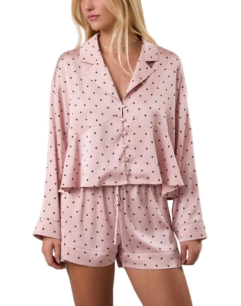 polka dot satin pj set / blush