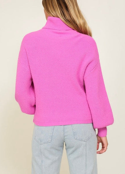 callie turtleneck sweater // hot pink