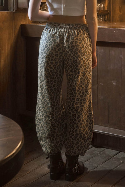 leopard drawstring pant