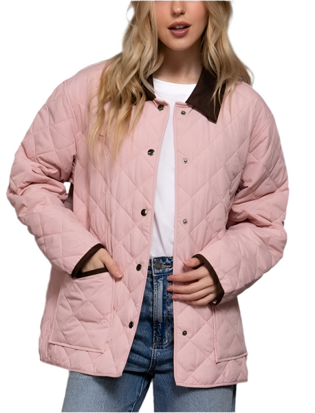 Katie quilted work jacket / blush