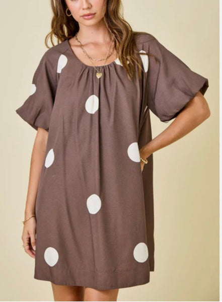 Polka Dot mini dress / brown