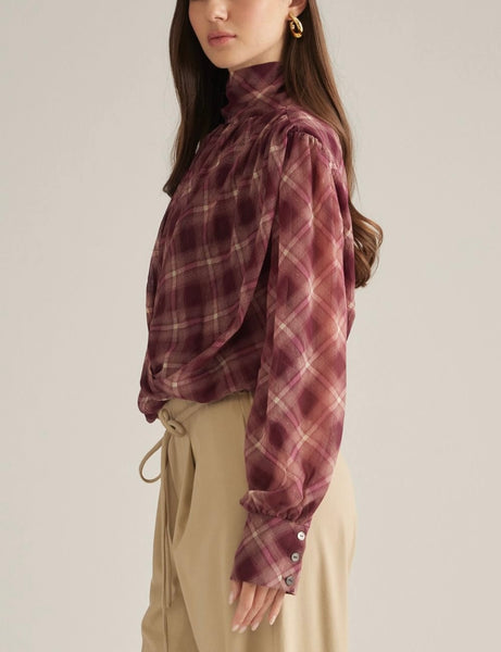 Reese Plaid Blouse / Merlot