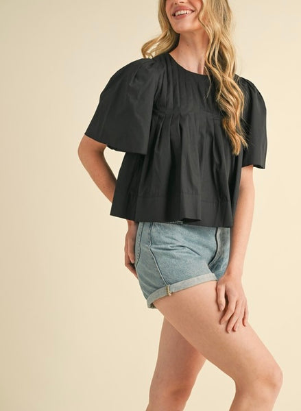 Addi pleated swing top / black