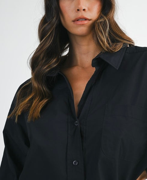 Mable oversized poplin button up / black
