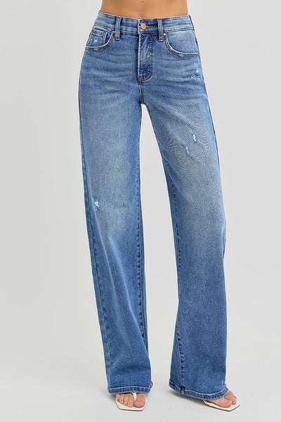 wide leg jean with tummy control