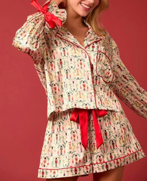 nutcracker satin pj set / cream