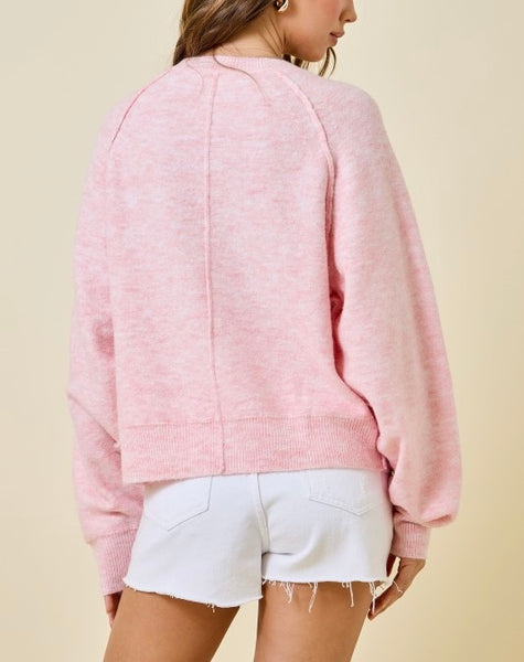 henley sweater top / pink