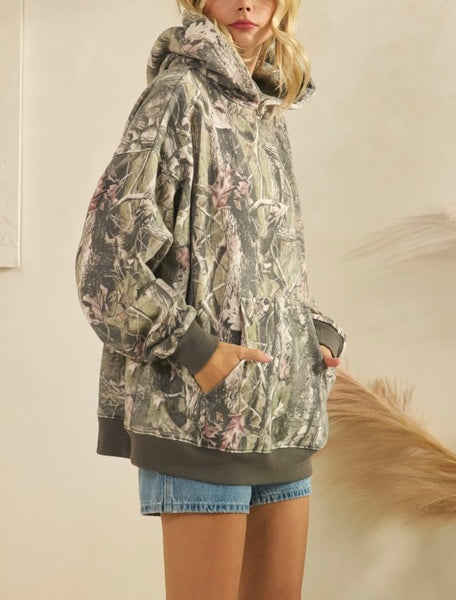camo oversized fleece hoodie
