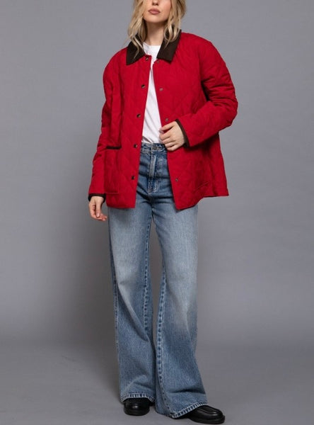 Katie quilted work jacket / red