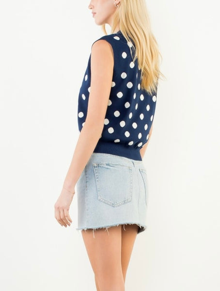 THML polka dot sleeveless sweater / navy
