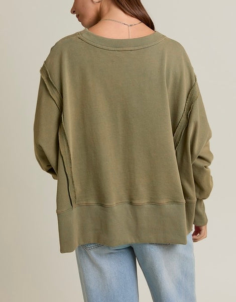 exposed seam sweatshirt / olive