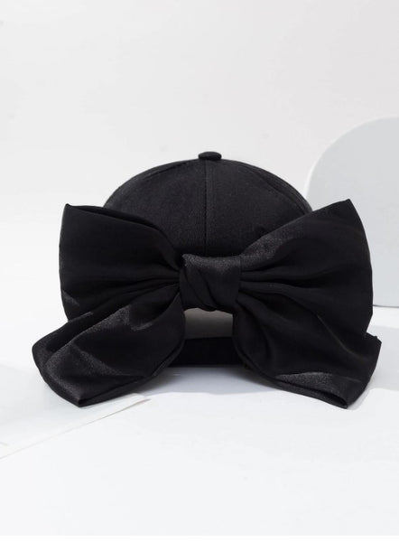 big bow ribbon baseball cap // black