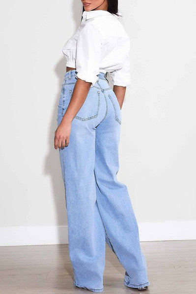 Abi wide leg jean/ light wash