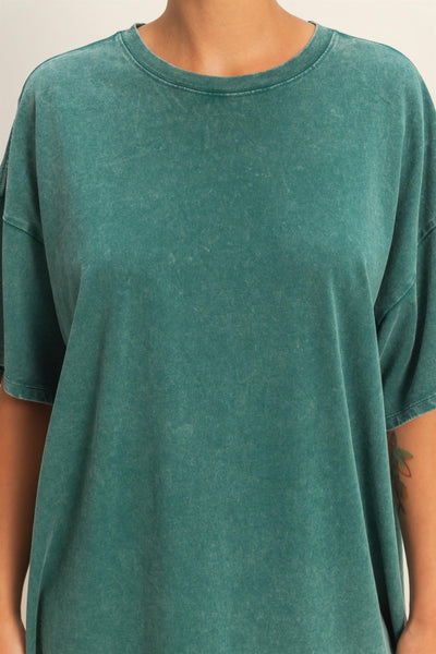oversized mineral wash tee / teal