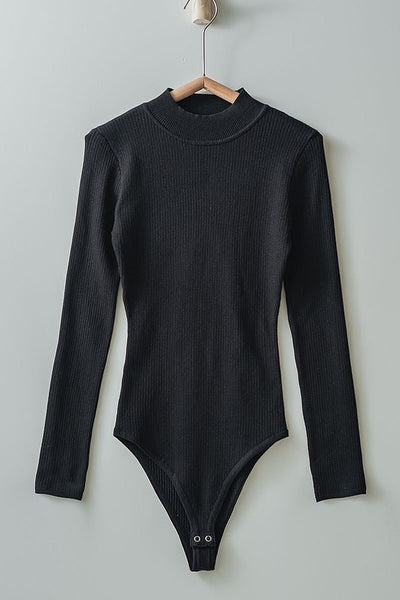 ribbed knit bodysuit / black