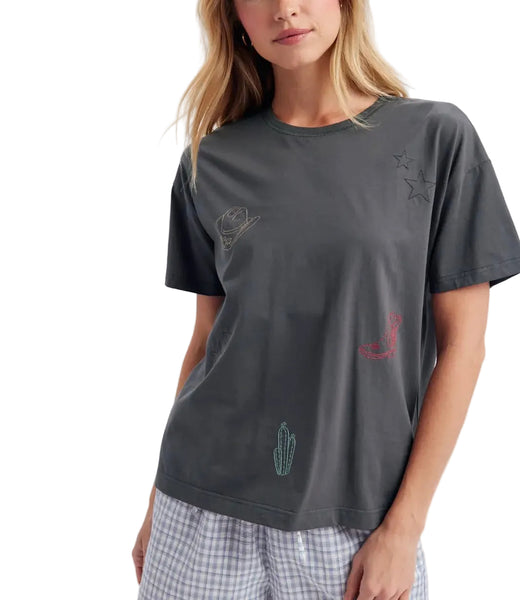 Western Icons embroidered tee / charcoal