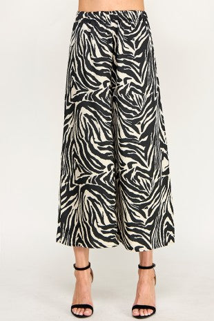 Zebra Satin Pant Set / Black