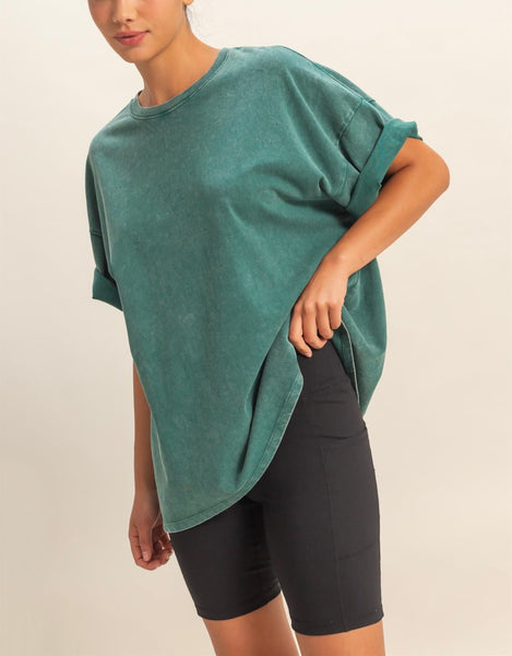 oversized mineral wash tee / teal