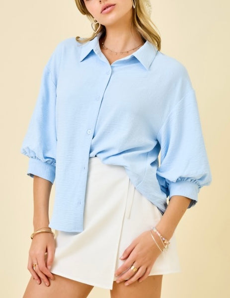 Alisa bubble sleeve top / baby blue