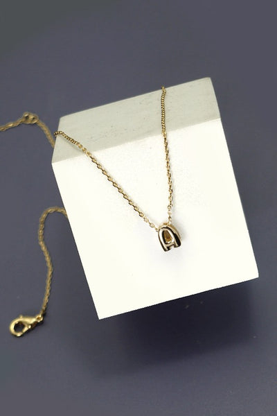 tiny initial necklace / gold