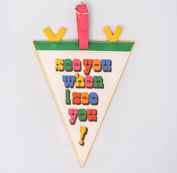 ban.do pennant shaped luggage tag / see you!