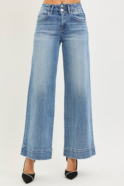 Ava wide seam ankle jean / medium wash