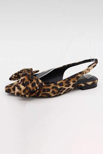 satin leopard bow flat