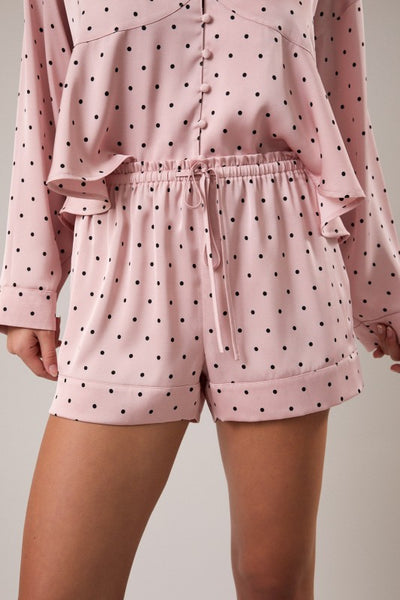 polka dot satin pj set / blush