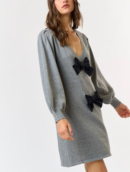 London bow sweater dress / grey