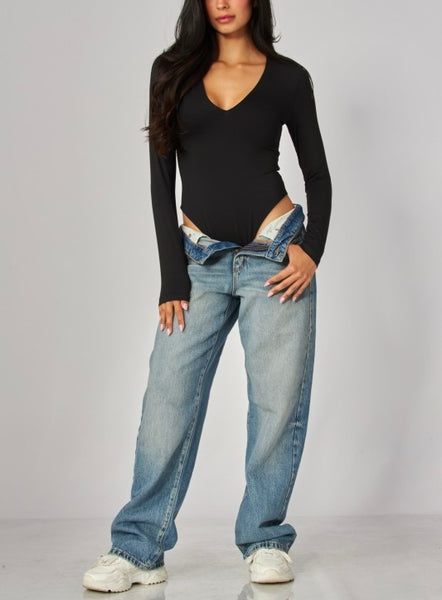 Vera long sleeve bodysuit / black