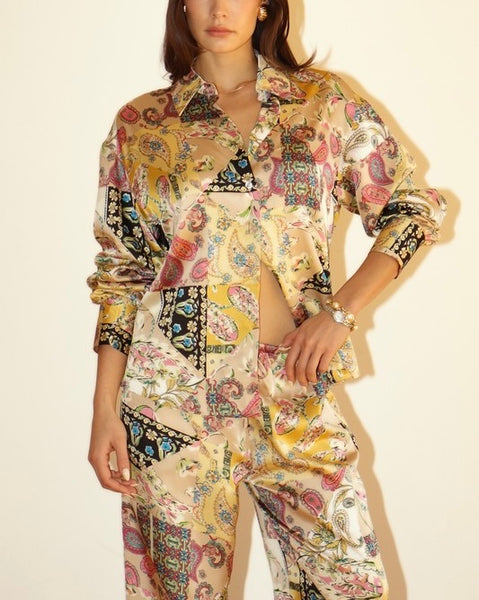 BAILEY ROSE paisley satin button up