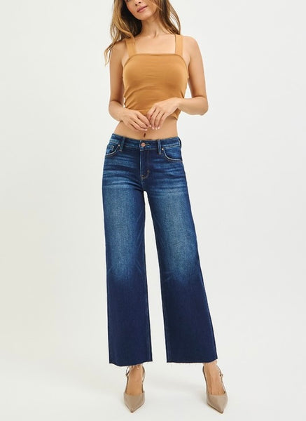 Risen tummy control crop straight leg jean / dark wash
